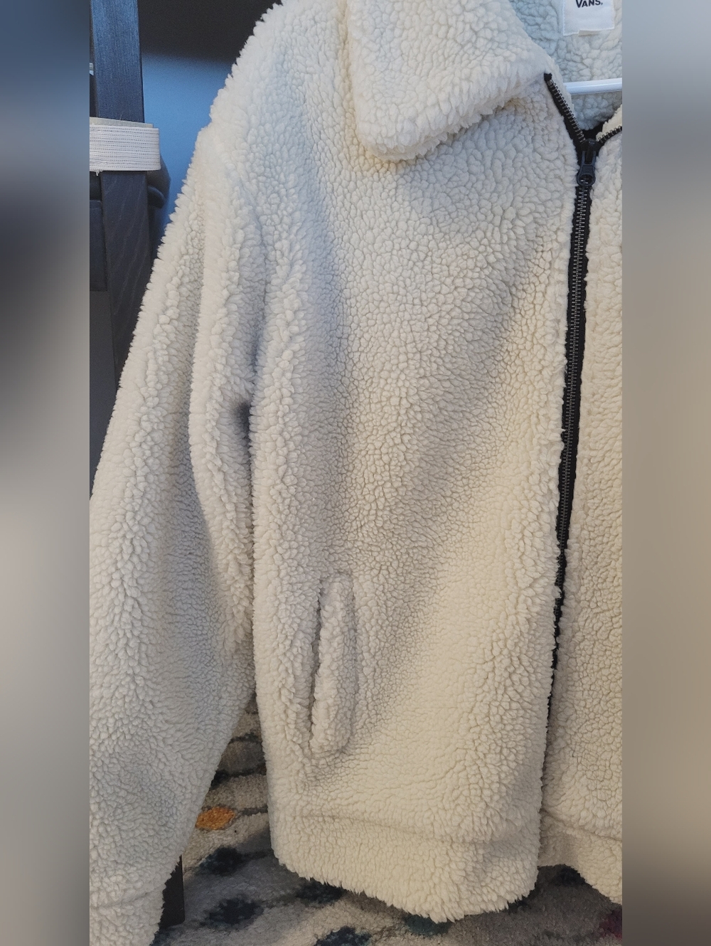 Vans Cream Sherpa Zip Teddy Jacket - Picture 3 of 7